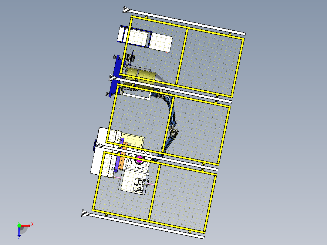 泵体结构件的自动化焊接岗位模拟俯视图