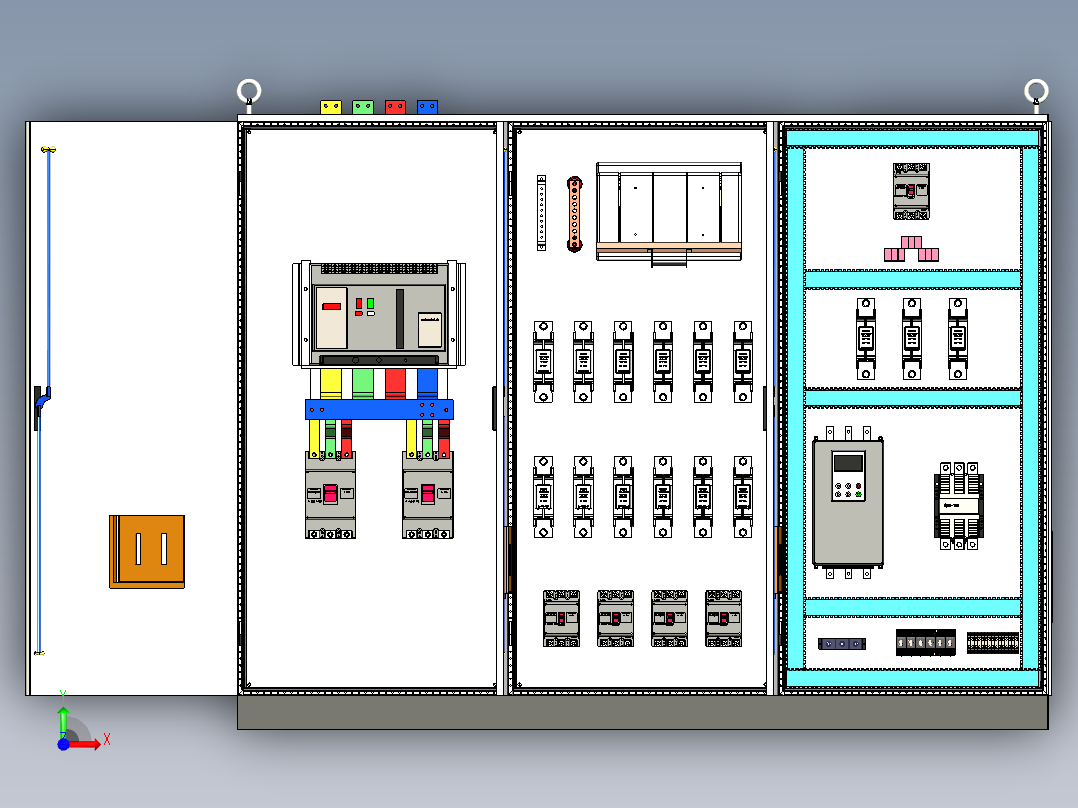 三柜万能断路器组装刀开关软启动旁路控制柜 55326前视图