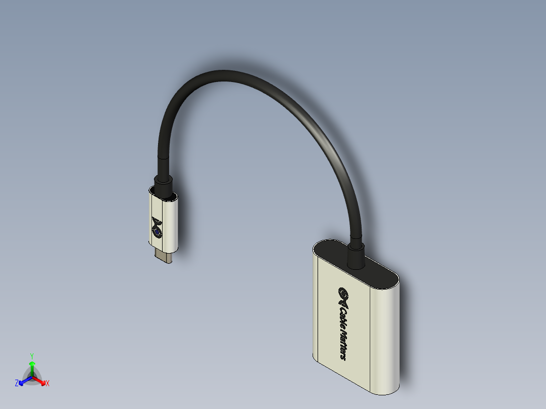 Cable Matters USB C 转 HDMI 2.1 适配器正等轴测图