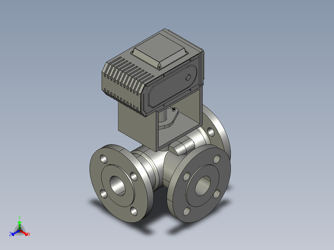 电动三通阀-DN40正等轴测图