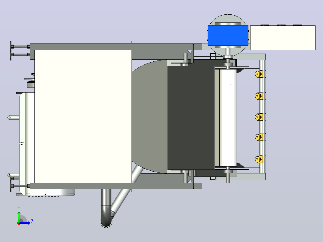 自动蔬菜清洗机vegetable-washer-flume-washer-1-模型格式为 stp左视图