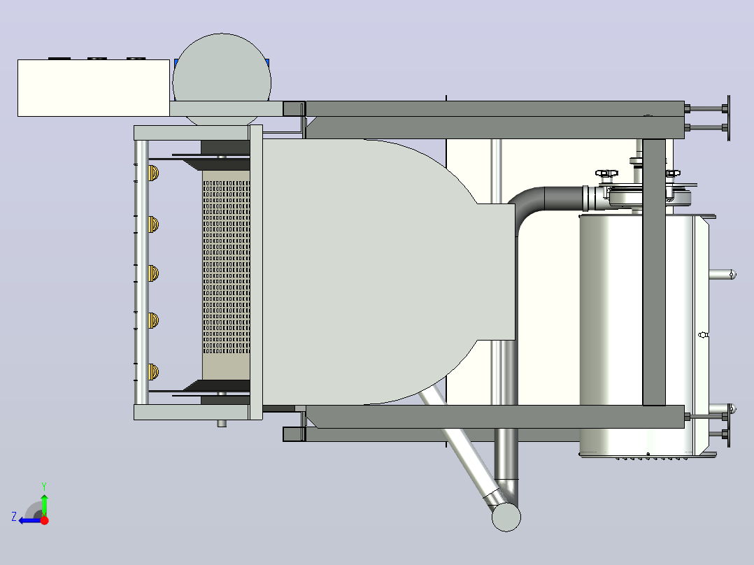 自动蔬菜清洗机vegetable-washer-flume-washer-1-模型格式为 stp右视图