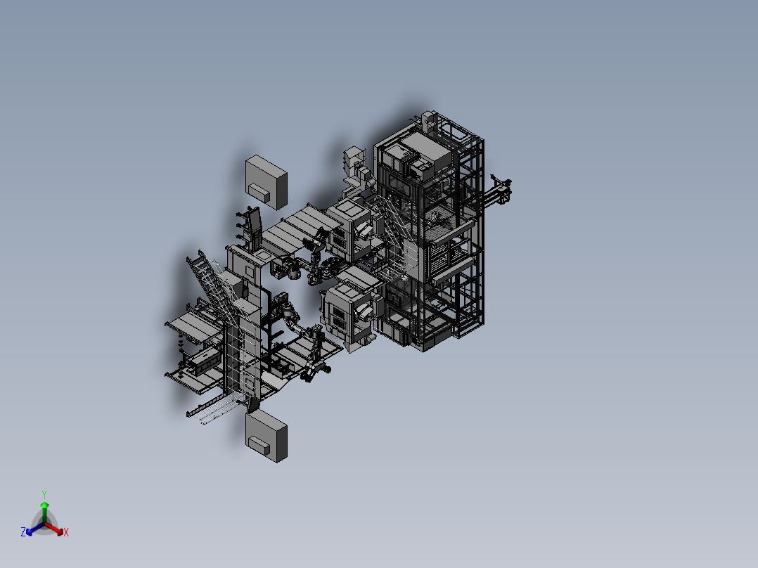 自动化曲轴箱下体生产线正等轴测图