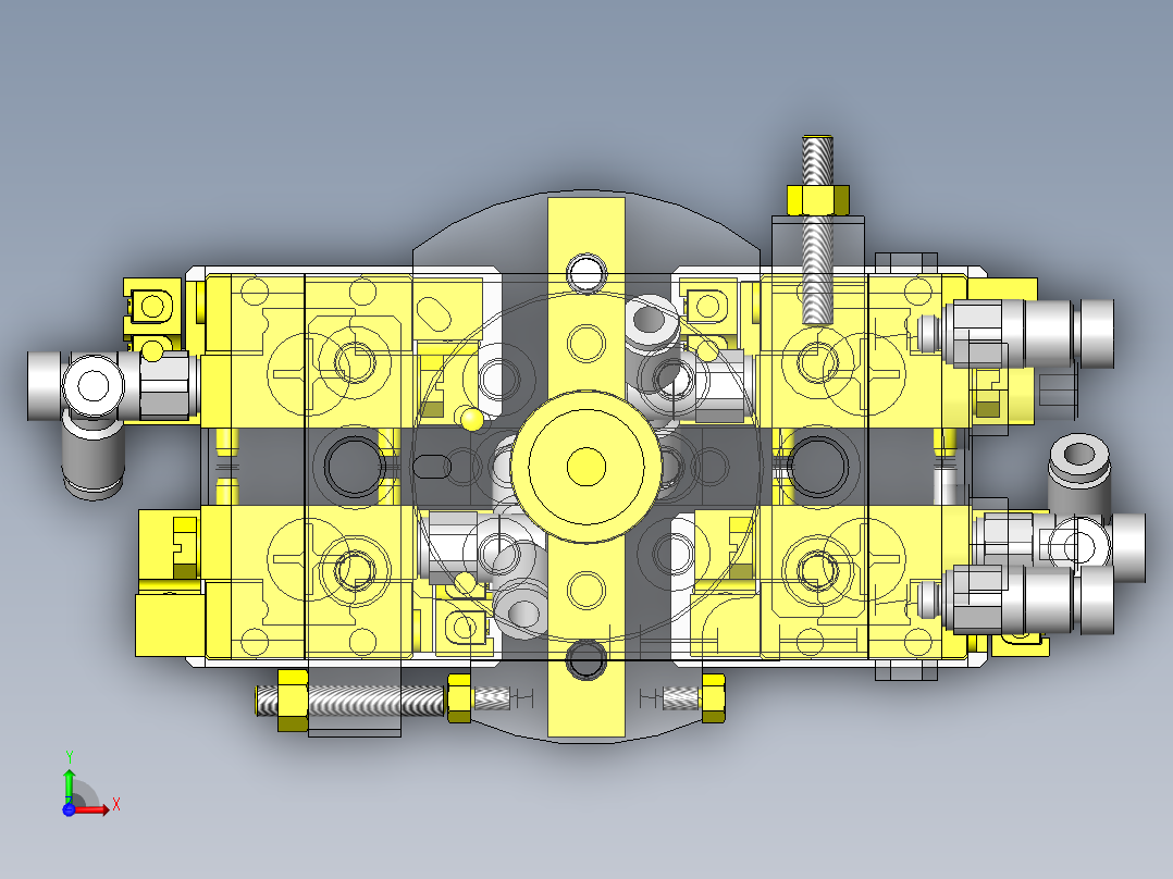多个零件压入头俯视图