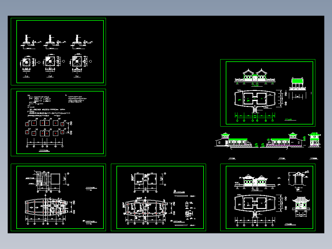 古建小品石舫建筑及结构设计cad图纸图纸