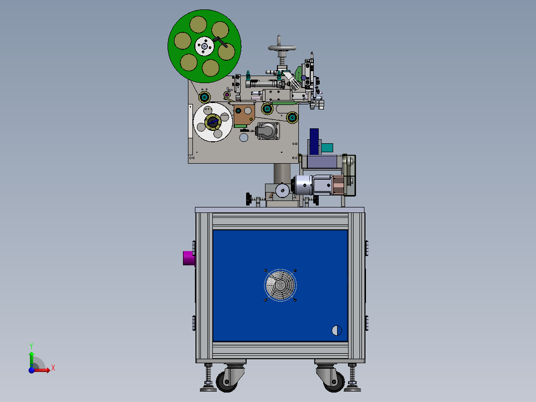 双头贴标机 3D图 机械设计自动化非标素材3D模型资料前视图
