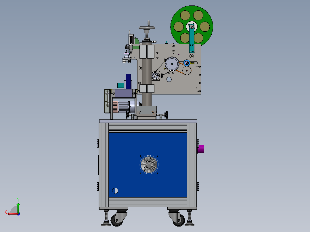 双头贴标机 3D图 机械设计自动化非标素材3D模型资料后视图