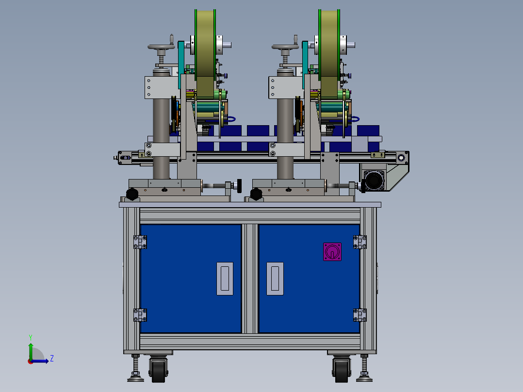 双头贴标机 3D图 机械设计自动化非标素材3D模型资料左视图