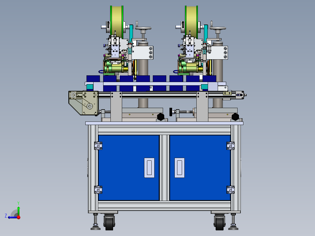 双头贴标机 3D图 机械设计自动化非标素材3D模型资料右视图