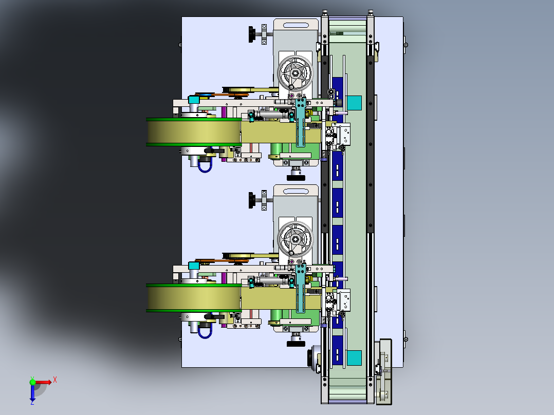 双头贴标机 3D图 机械设计自动化非标素材3D模型资料俯视图