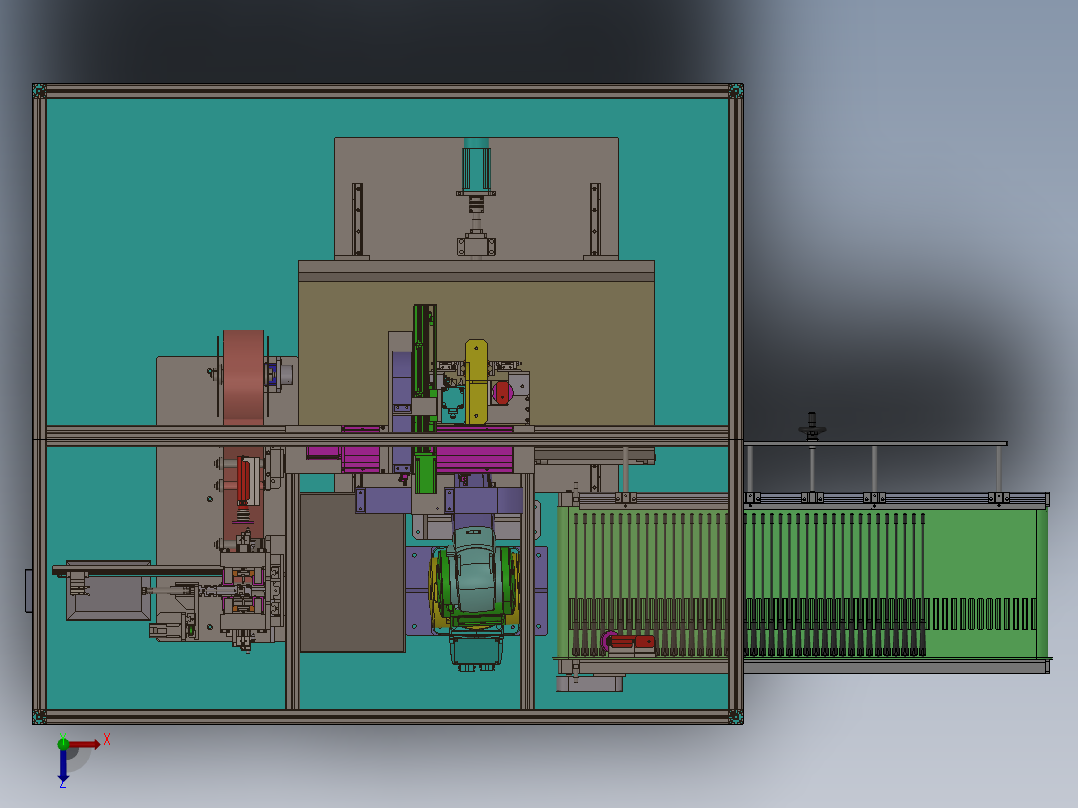 机器人检测专机 视觉检测专机3D图纸俯视图