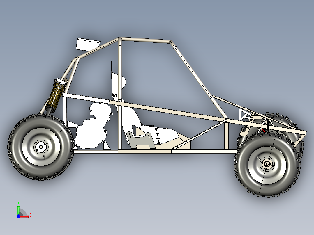 Baja Kart Cross卡丁车(未完成)3D模型图纸 STEP格式前视图