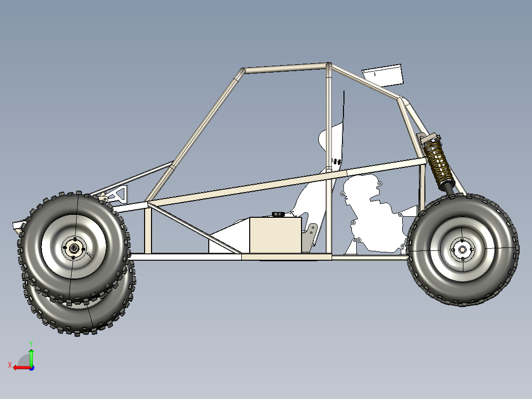 Baja Kart Cross卡丁车(未完成)3D模型图纸 STEP格式后视图