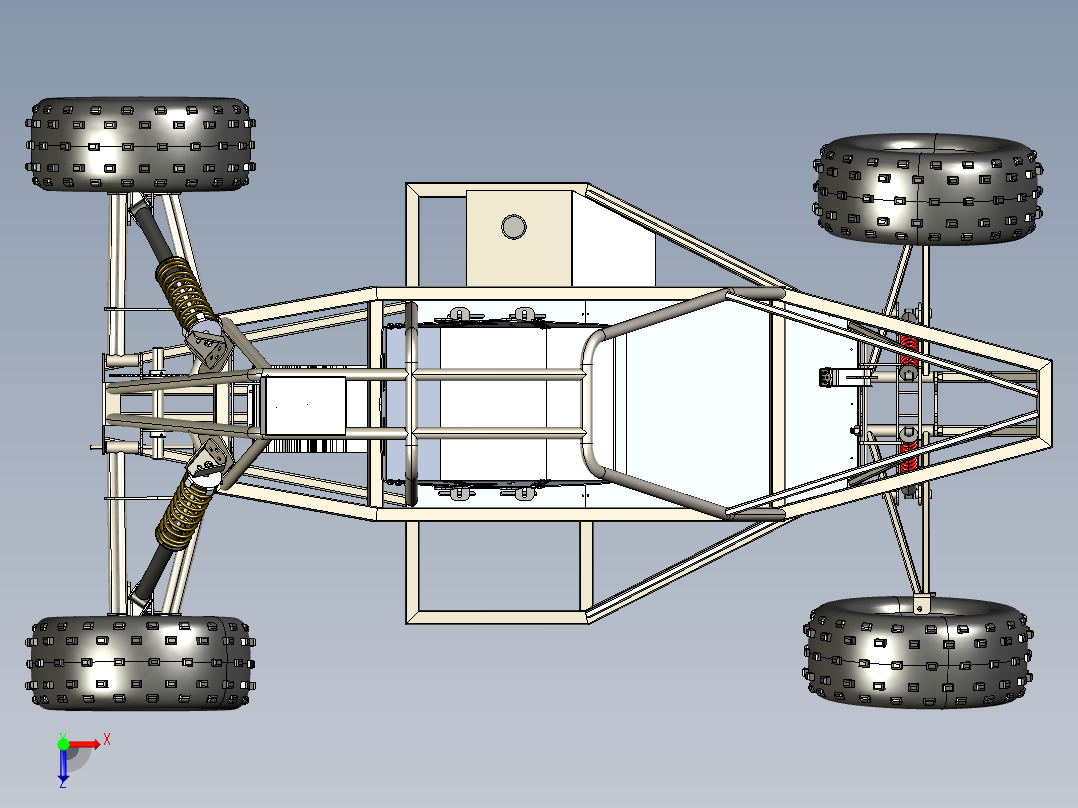 Baja Kart Cross卡丁车(未完成)3D模型图纸 STEP格式俯视图