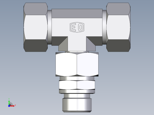 卡套式工业通用硬管接头EO_Assembled_adjustable_standpipe_branch_tee_EVT18LM71前视缩略图