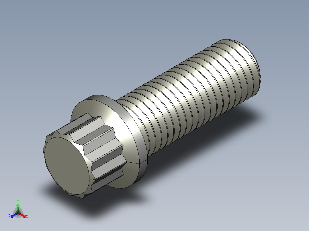 法兰头螺钉-5-16in-24 7-8long 12-point screws.STEP正等轴测图