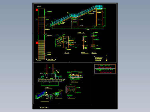 某室外直跑钢楼梯结构设计施工图纸