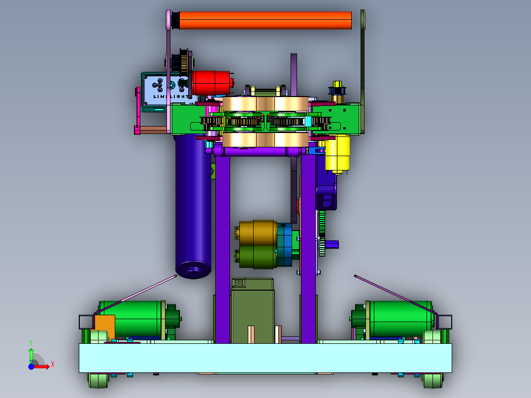 循迹行进自动卸货物小车前视图