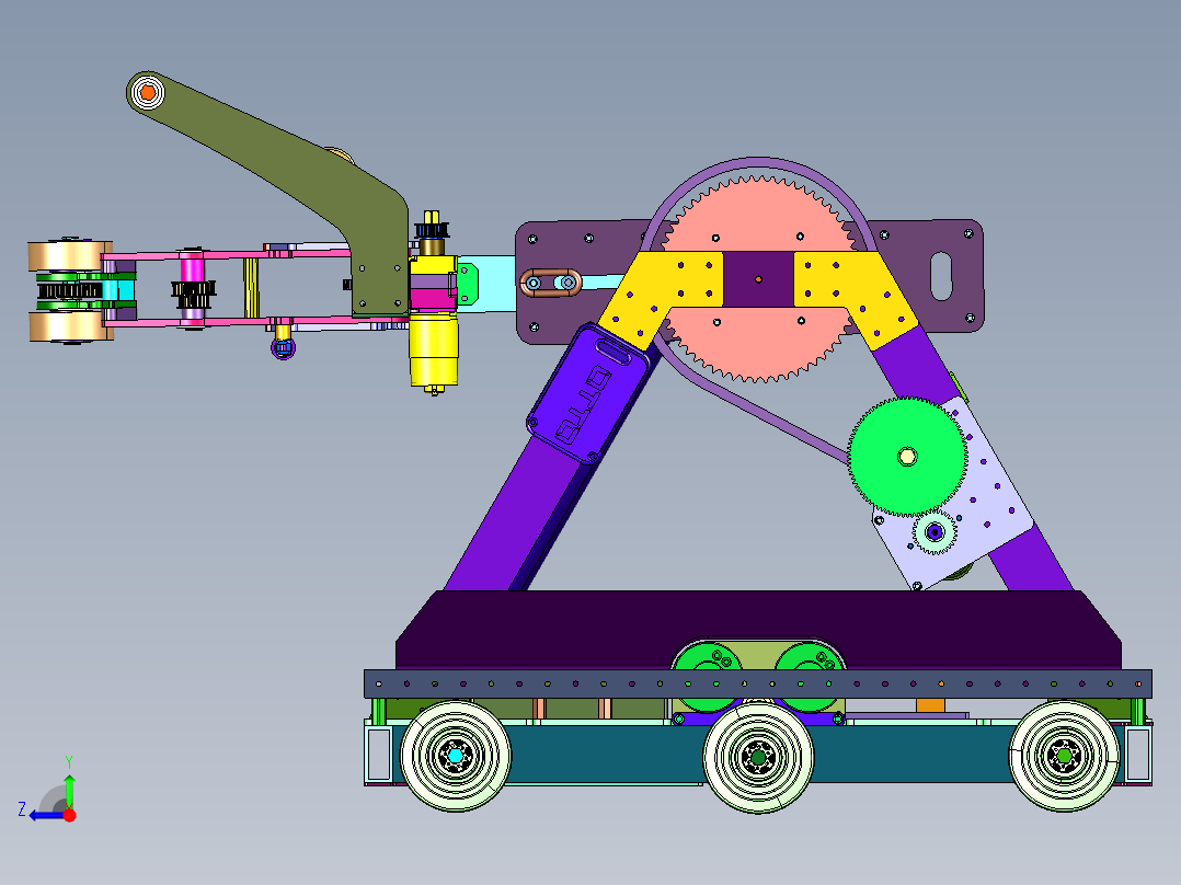 循迹行进自动卸货物小车右视图