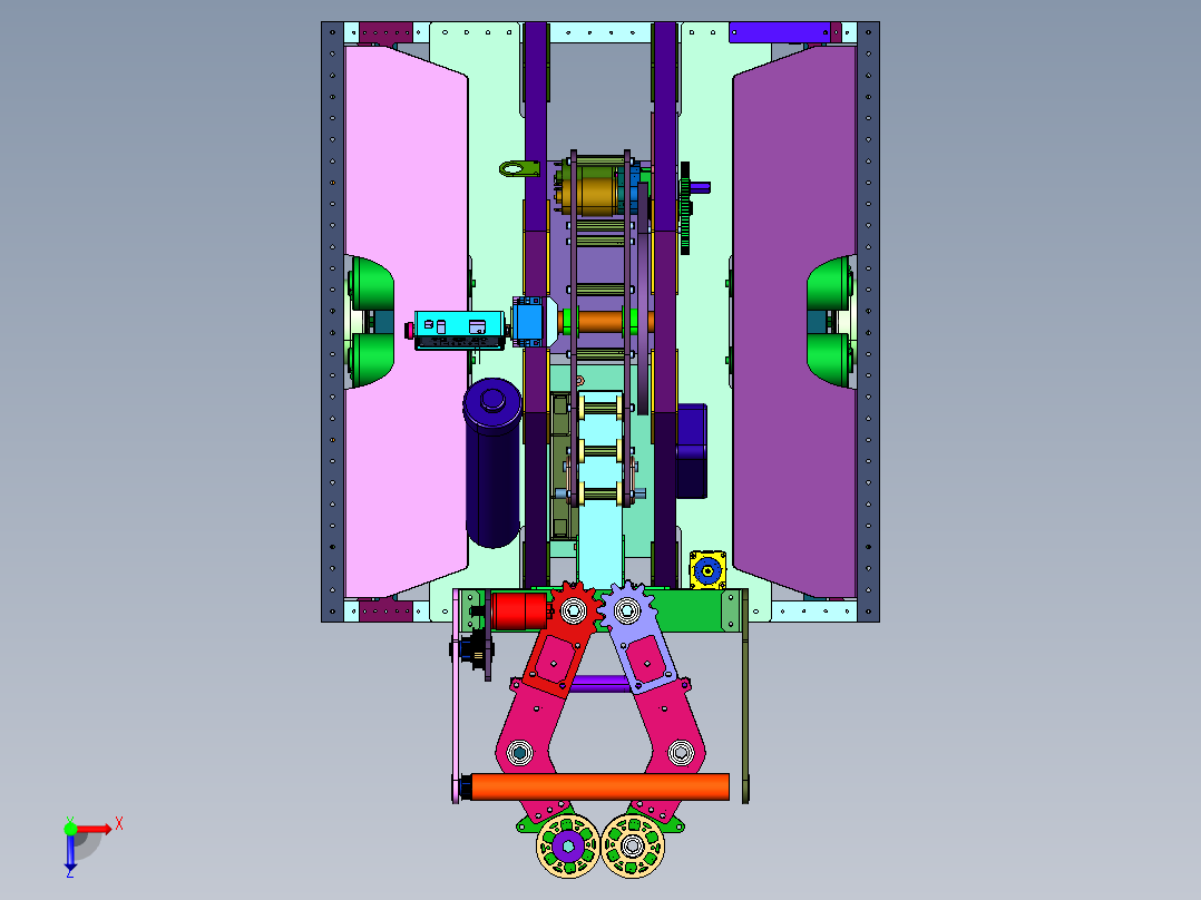 循迹行进自动卸货物小车俯视图