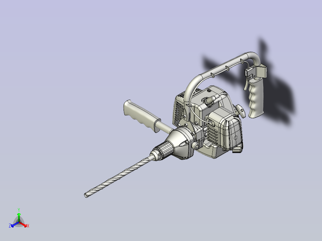 一款电动冲击钻3D模型主视图