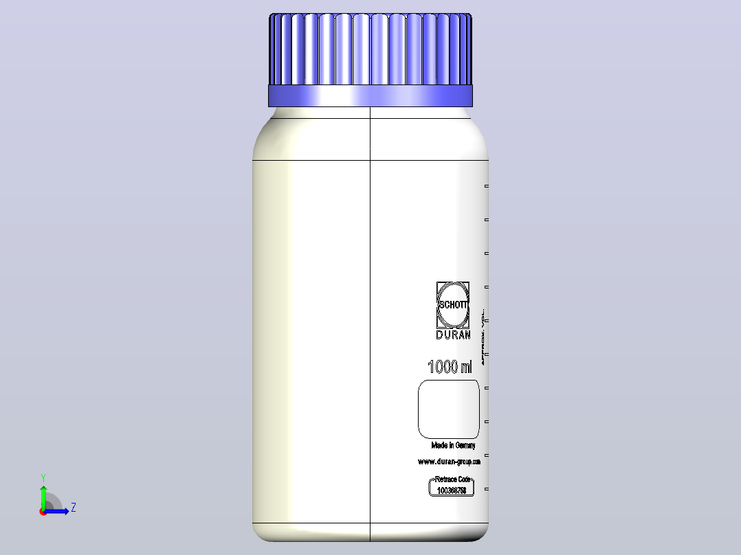 实验室瓶1l GL80溶液瓶左视图