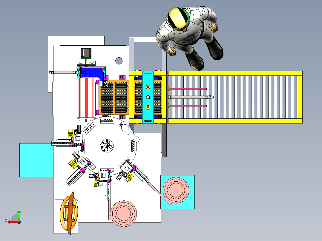 全自动按钮装配机3D模型后视图