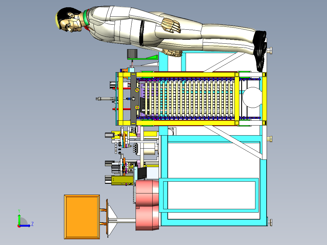 全自动按钮装配机3D模型左视图