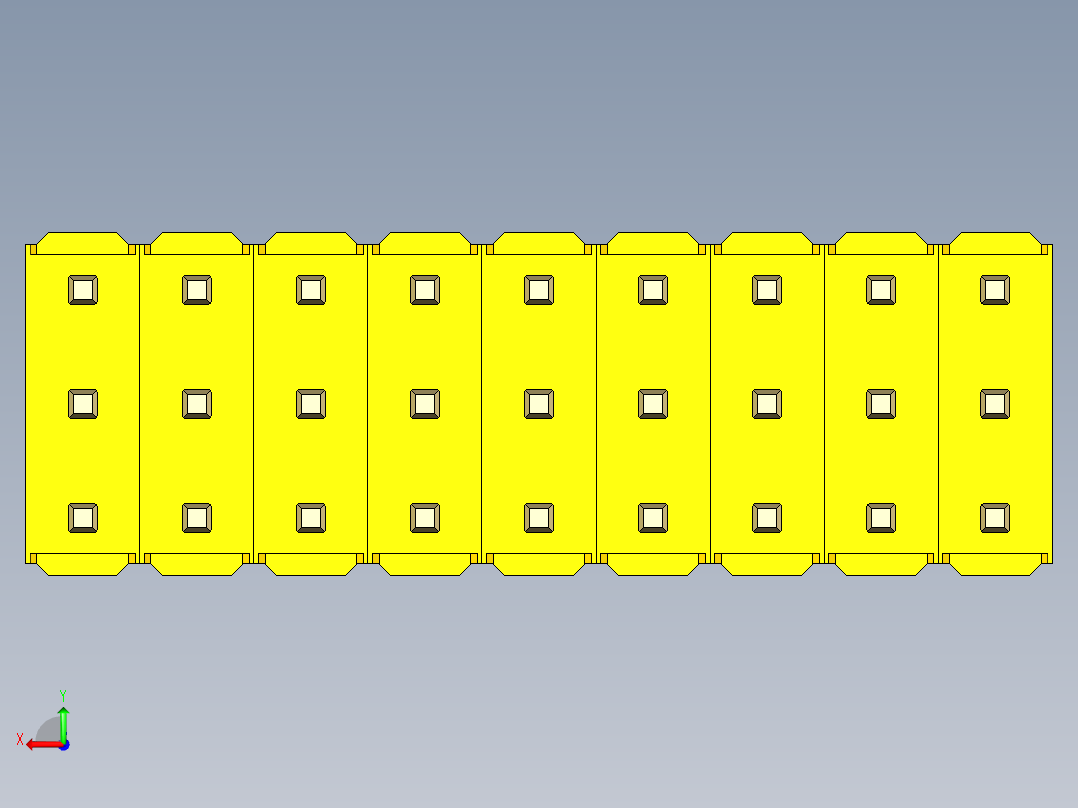 彩色公头100mil（2.54mm）系列-DS1021_yellow_3x09p_100mil_Type19_rev1.0后视图