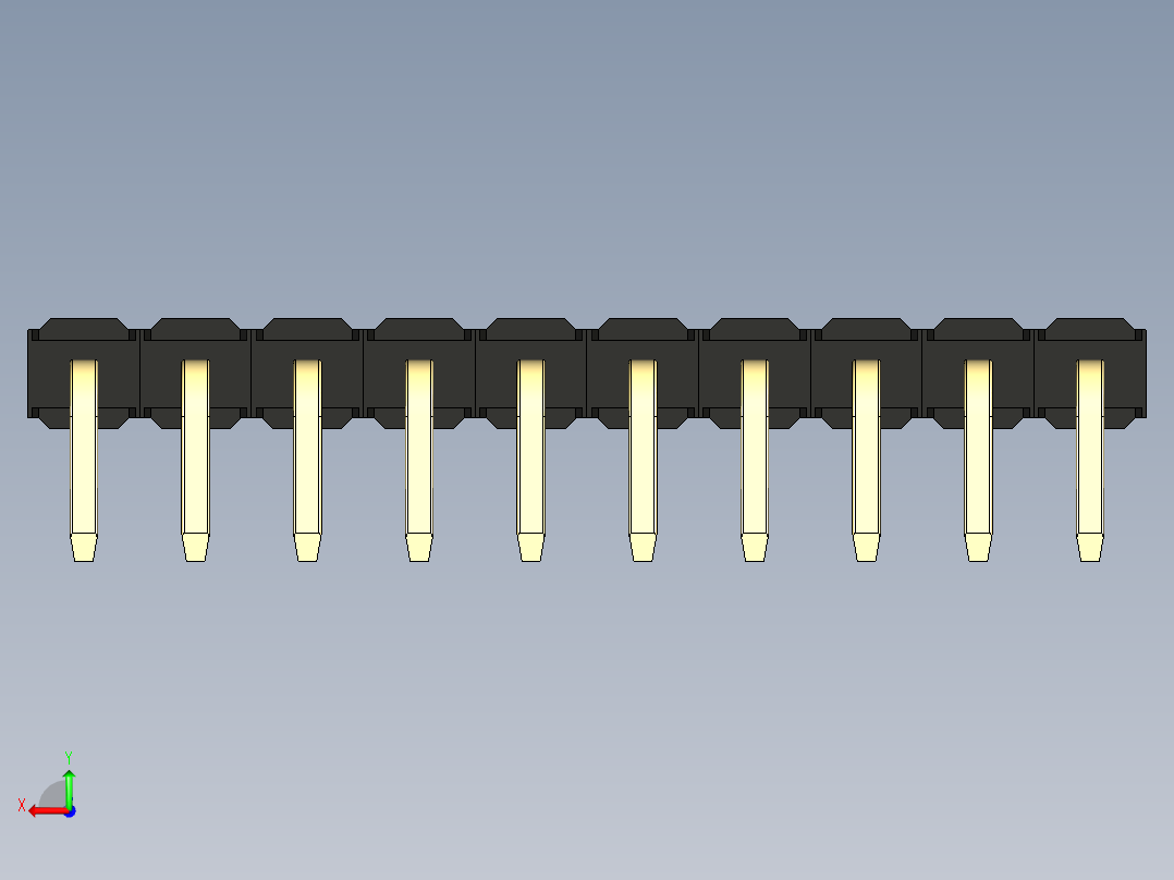 彩色公排针 100mil 2.54mm 系列-DS1022_black_1x10p_100mil_TypeD_rev1.0后视图