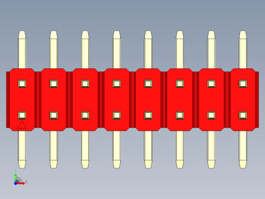 彩色公排针 100mil 2.54mm 系列-DS1022_red_16p_100mil_TypeSMT_rev1.0前视缩略图