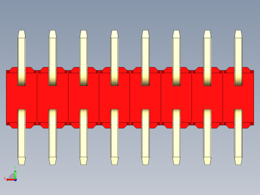彩色公排针 100mil 2.54mm 系列-DS1022_red_16p_100mil_TypeSMT_rev1.0后视缩略图