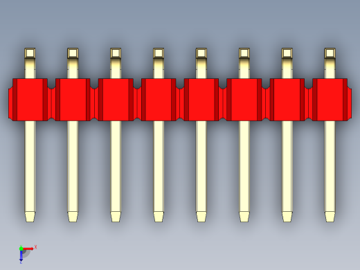 彩色公排针 100mil 2.54mm 系列-DS1022_red_16p_100mil_TypeSMT_rev1.0俯视缩略图