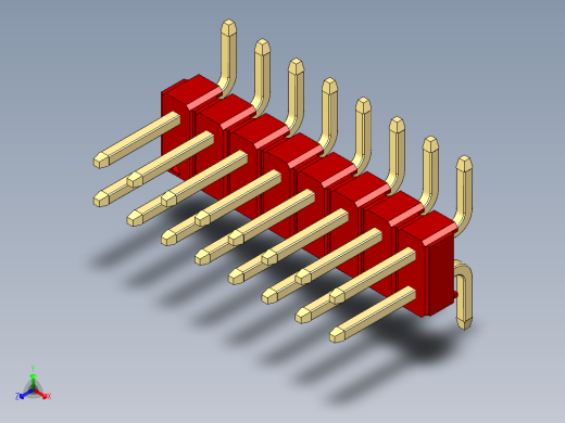 彩色公排针 100mil 2.54mm 系列-DS1022_red_16p_100mil_TypeSMT_rev1.0正等轴测缩略图