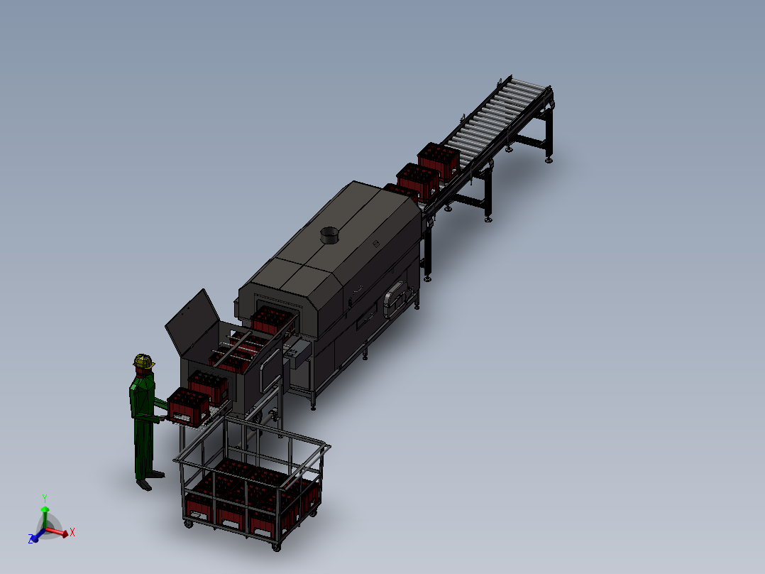 工业洗箱机自动化流水线