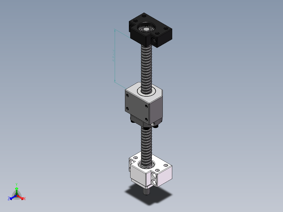滚珠丝杠（直径16mm 行程175mm）正等轴测图