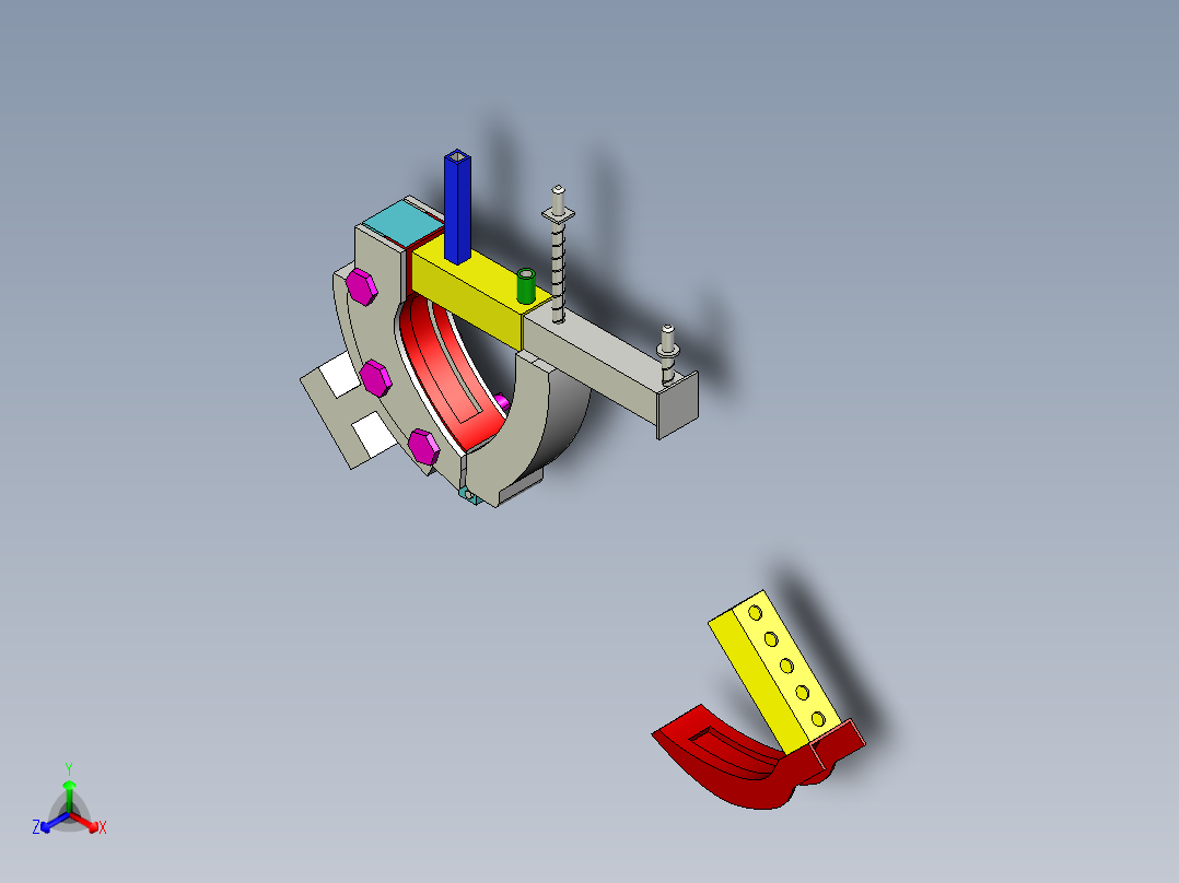 汽车车轮锁具焊接工装正等轴测图
