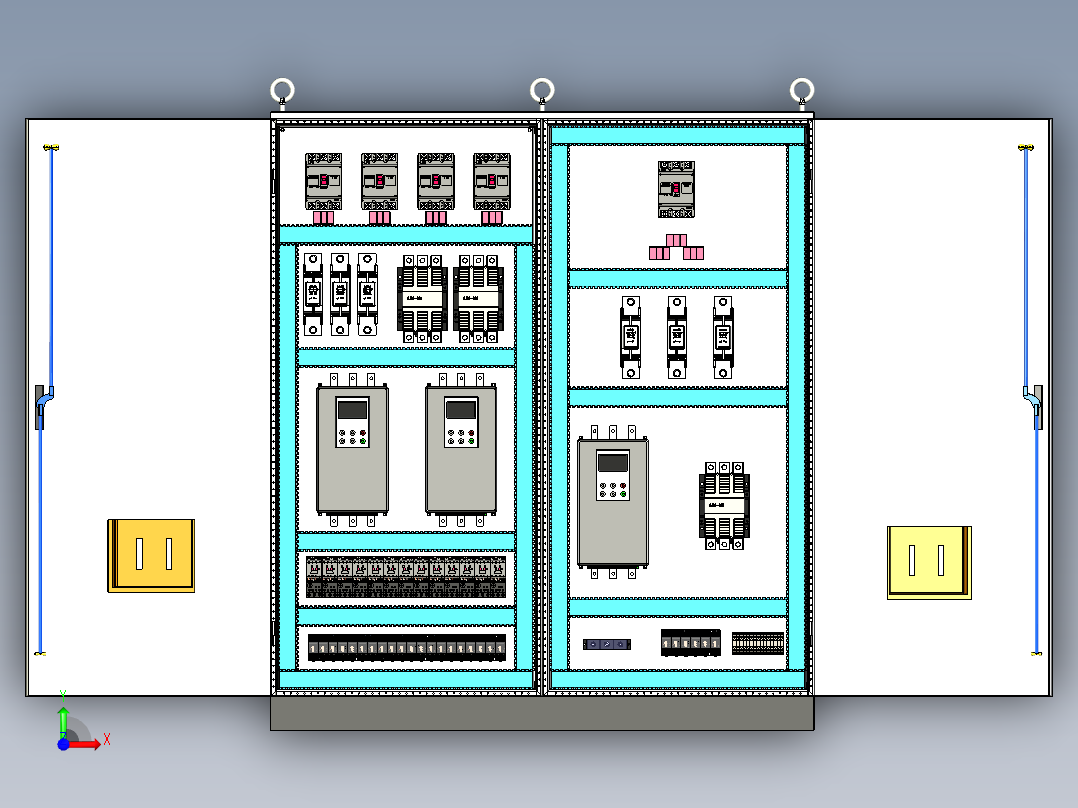 双柜组装软启动控制柜前视图
