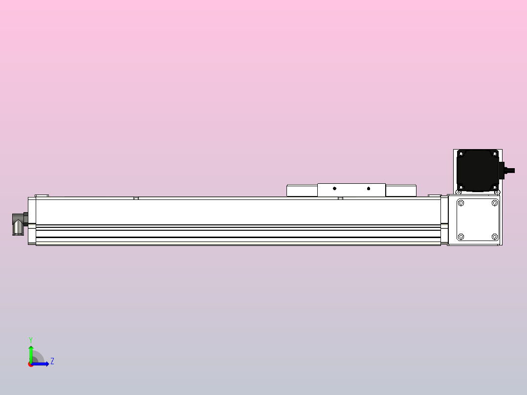 SCM14-300-RU滚珠花健、支撑座、滚珠丝杠、交叉导轨、直线模组左视图