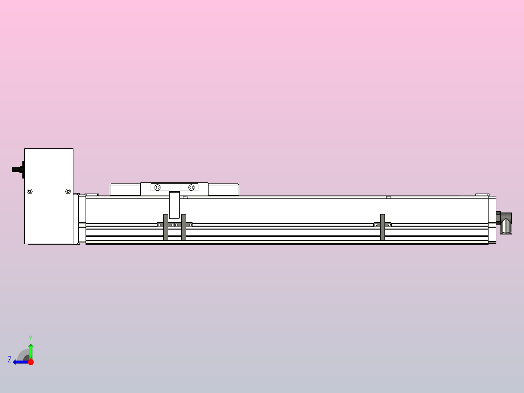 SCM14-300-RU滚珠花健、支撑座、滚珠丝杠、交叉导轨、直线模组右视图