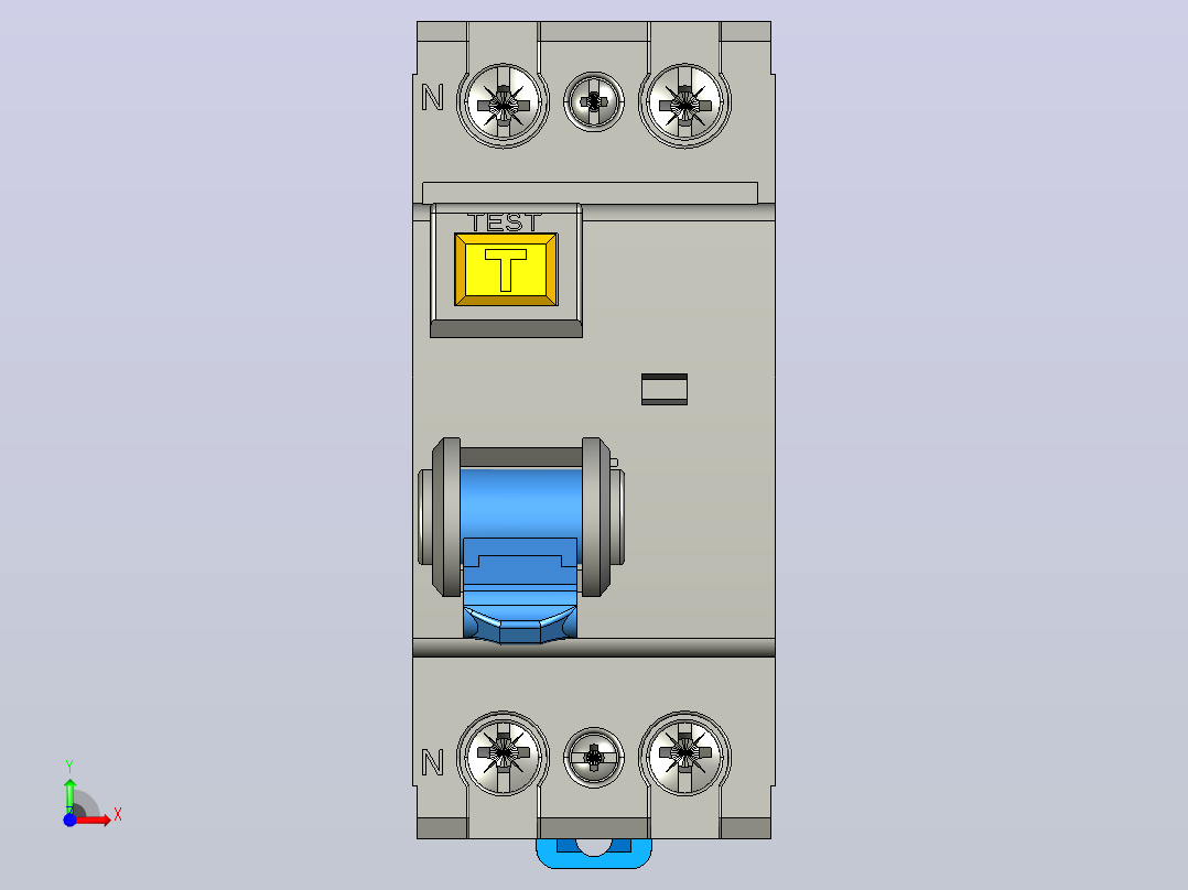 NL1-100双汇2P剩余电流动作断路器三维模型前视图