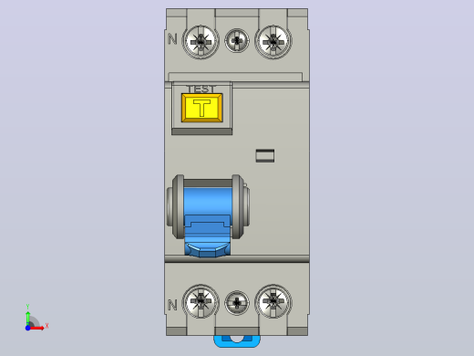 NL1-100双汇2P剩余电流动作断路器三维模型前视缩略图