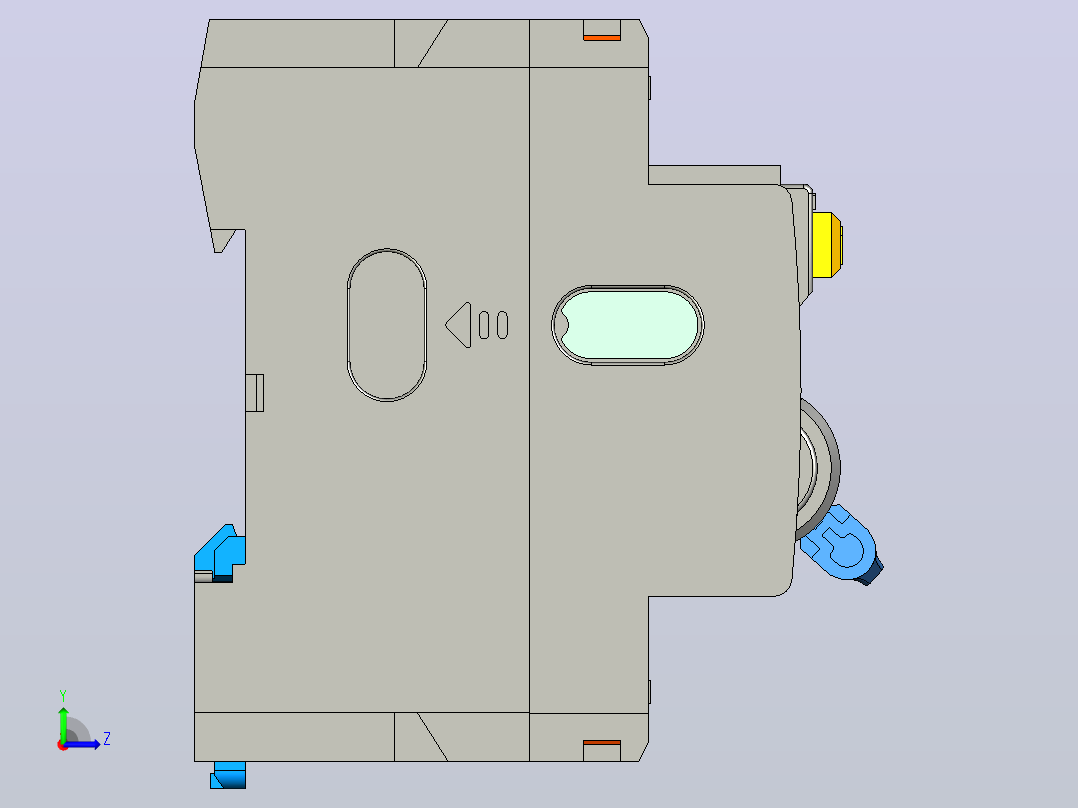 NL1-100双汇2P剩余电流动作断路器三维模型左视图