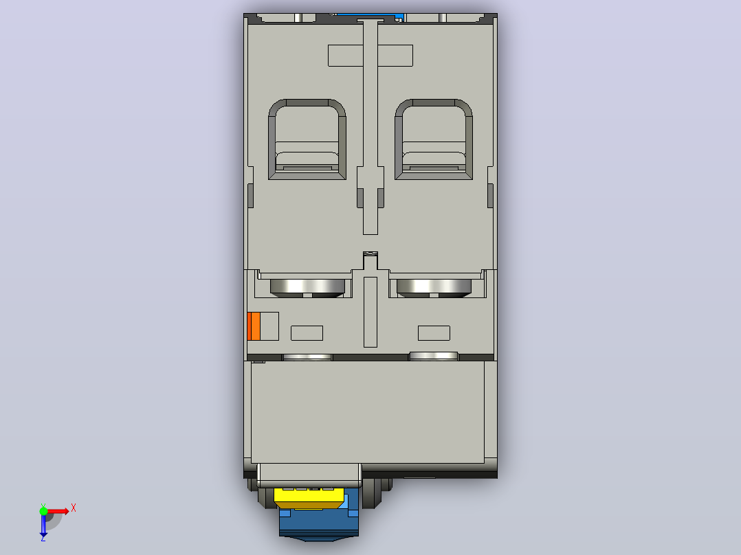 NL1-100双汇2P剩余电流动作断路器三维模型俯视图