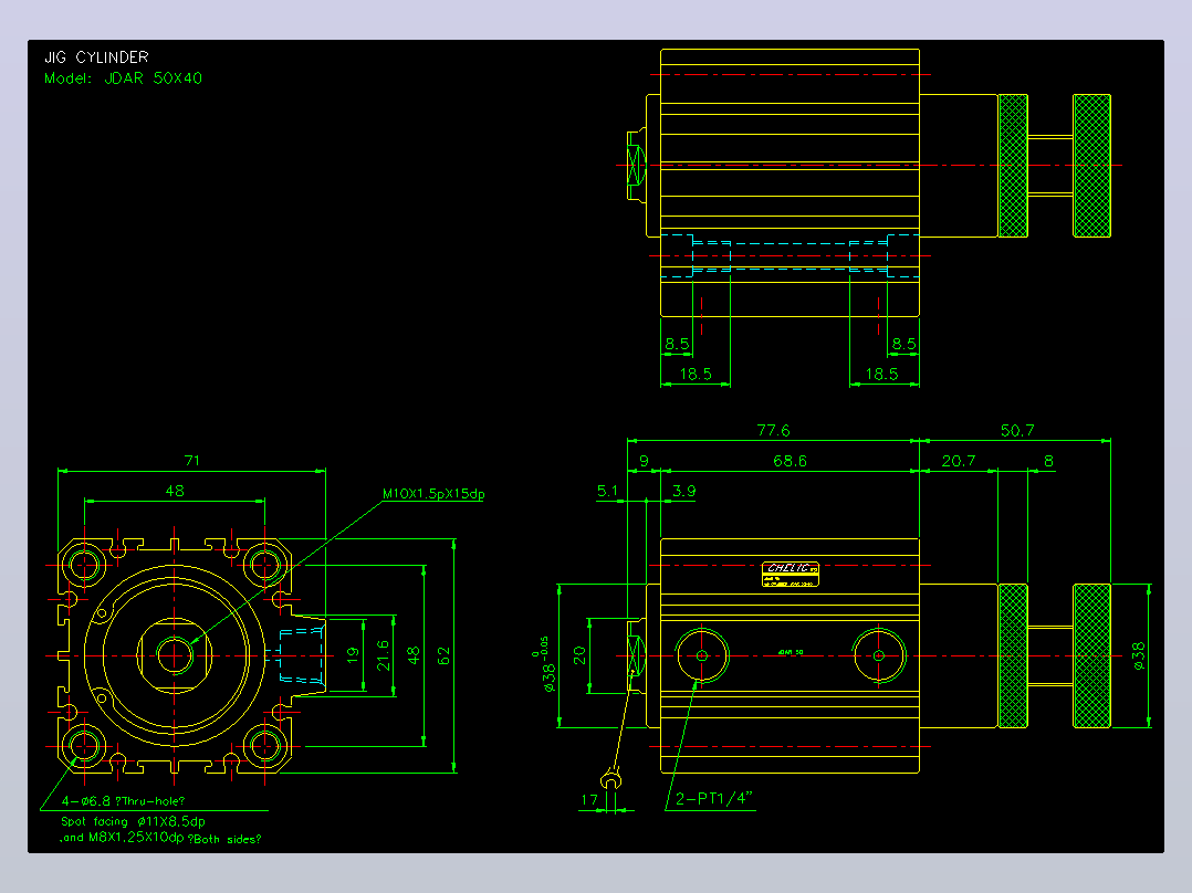 气立可CHELIC气缸油缸2D-JDAR50x40