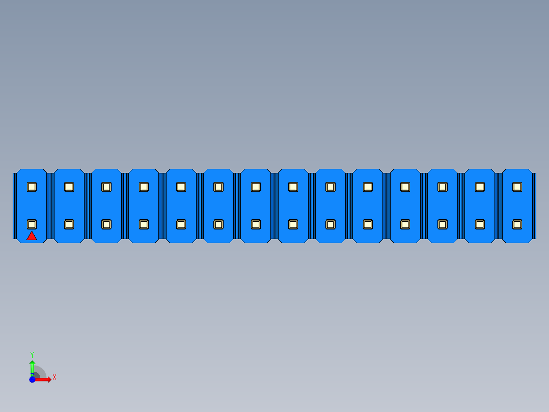 彩色公头100mil（2.54mm）系列-DS1021_blue_2x14p_100mil_Type1_rev1.0前视图