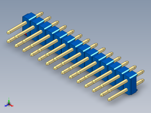 彩色公头100mil（2.54mm）系列-DS1021_blue_2x14p_100mil_Type1_rev1.0正等轴测缩略图