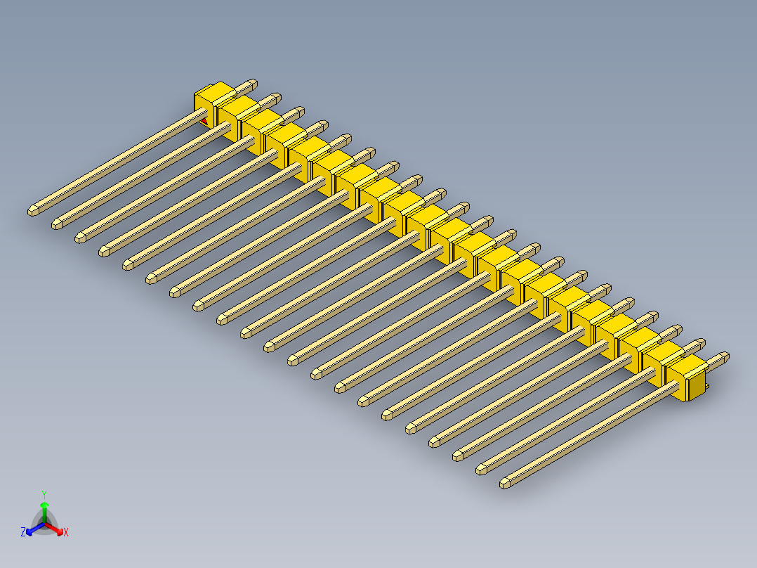 彩色公头100mil（2.54mm）系列-DS1021_yellow_1x21p_100mil_Type19_rev1.0主视图