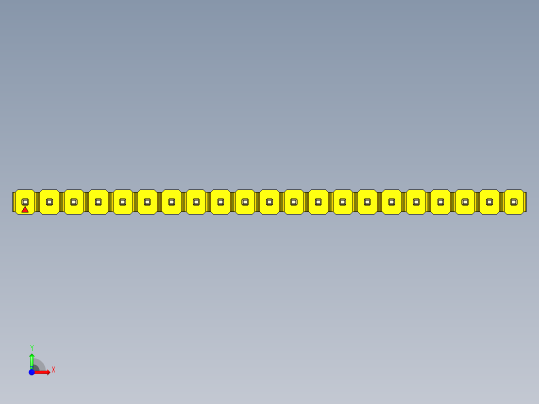 彩色公头100mil（2.54mm）系列-DS1021_yellow_1x21p_100mil_Type19_rev1.0前视图