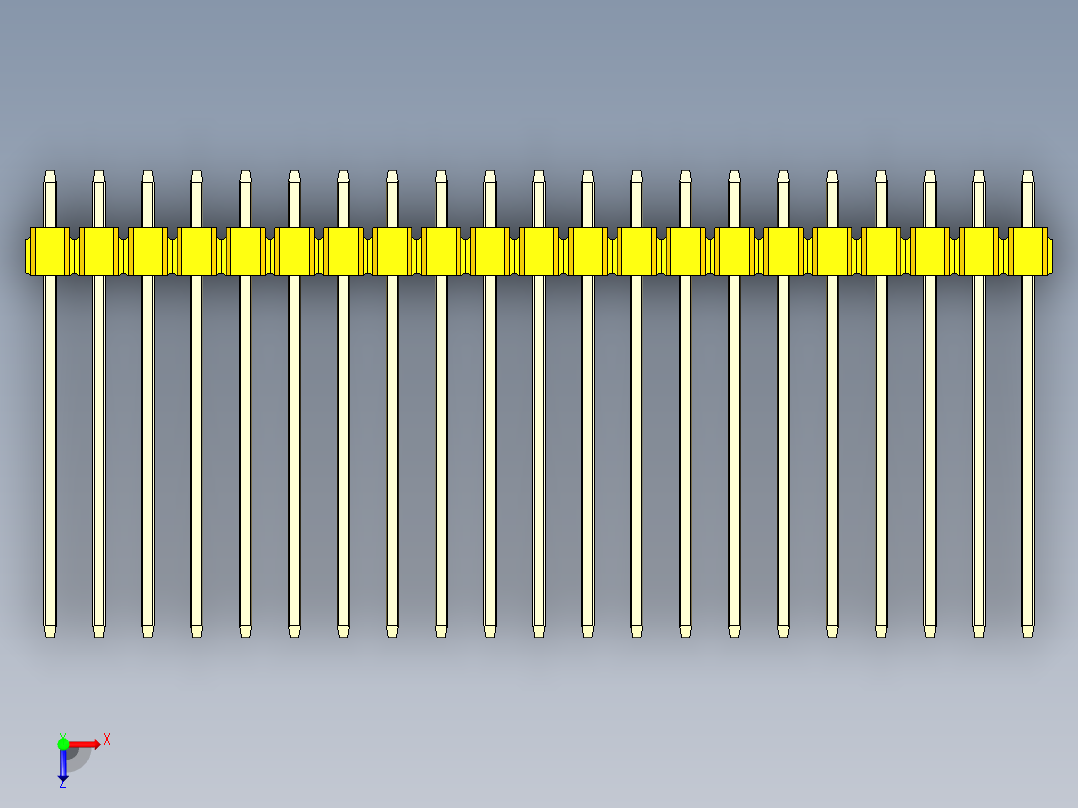 彩色公头100mil（2.54mm）系列-DS1021_yellow_1x21p_100mil_Type19_rev1.0俯视图